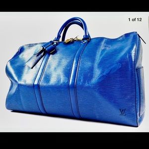 Authentic Louis Vuitton Blue EpiLeather Keepall 50